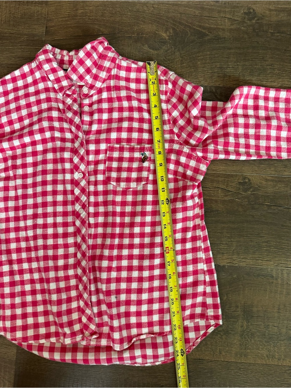 U.S. Polo Assn. Pink White Gingham Button Front Shirt Women’s Large 100% Cotton - Picture 5 of 8